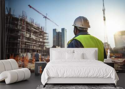 engineer working on a construction site,  Wall mural