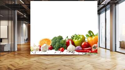 Food photography different fruits and vegetables  isolated on transparent and white background.PNG image Wall mural