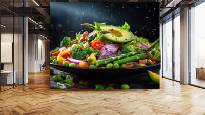 Fresh green vegan salad with asparagus  Wall mural