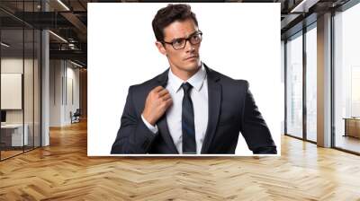 Handsome young businessman in a suit isolated on transparent and white background.PNG image Wall mural