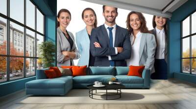 happy successful business team isolated on transparent and white background.PNG image. Wall mural