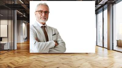 Middle-aged male businessman isolated on transparent and white background.PNG image. Wall mural