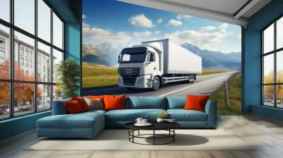 Modern eco truck makes transportation  Wall mural