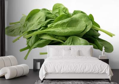 organic fresh vegetables,fresh baby spinach leaves isolated on transparent and white background.PNG image Wall mural