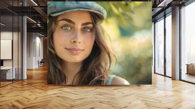 photograph of Portrait of a young, beautiful, modern woman wearing a cap  Wall mural