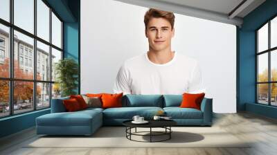 Portrait of handsome attractive young man with short haircut  Wall mural