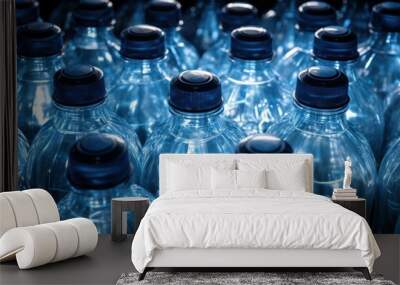 Production of drinking water in plastic bottles ,Drinking water and production details, Wall mural