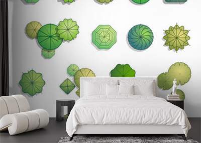 Trees top view for landscape design Wall mural