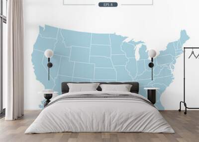 USA Map Mono Color High Detail Separated all states Vector Illustration Wall mural