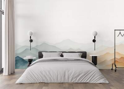 A mountain range with a blue and gray sky in the background Wall mural