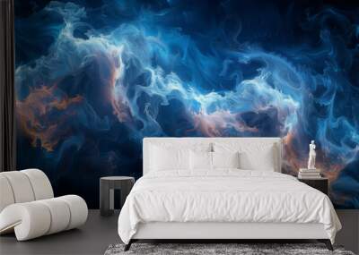 dark, mysterious abstract background where intense, glowing waves surge forward, reminiscent of powerful sound waves. Wall mural