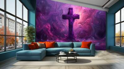 vivid ash cross at its heart, set on an abstract background Wall mural