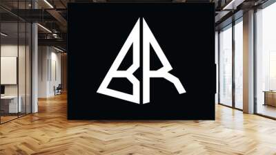 B R white triangle initials with a black background Wall mural