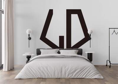 L D black pentagon initials with a gray background Wall mural