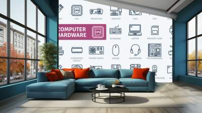 Computer Hardware and peripheral Icons Pack. Thin line icons set. Flat icon collection set. Simple vector icons Wall mural