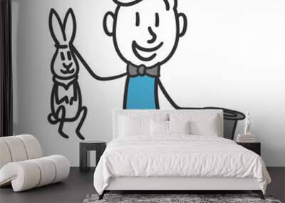 Magician stick man. Concept of man capable of achieving the unimaginable Wall mural