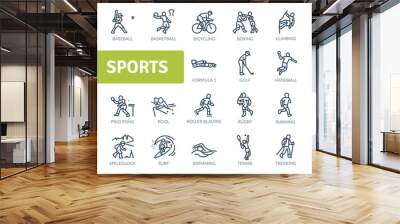 Sports Icons Pack. Thin line icons set. Flaticon collection set. Simple vector icons Wall mural