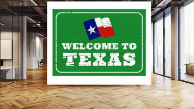 Welcome to the Texas sign with a flag Wall mural