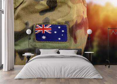 Australia Army soldier in universal camouflage uniform. Wall mural