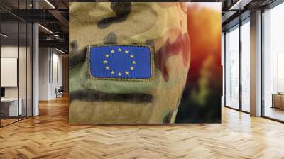 Europe patch flag on soldiers arm Wall mural