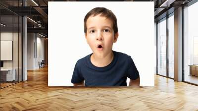 Portrait of a shocked young man against a gray background Wall mural