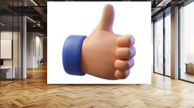 thumb up isolated on white Wall mural