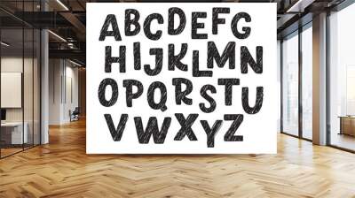 Cute hand drawn alphabet made in vector. Doodle letters for your design. Isolated characters. Handdrawn display font for DIY projects and kids design. Wall mural