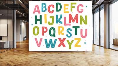 Cute hand drawn alphabet made in vector. Doodle letters for your design. Isolated characters. Handdrawn display font for DIY projects and kids design.
 Wall mural