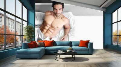 Portrait of man in bed Wall mural