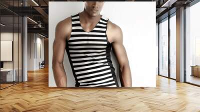 Sexy black man in stripes Wall mural