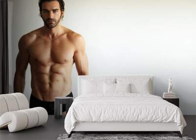 Sexy male fitness model Wall mural