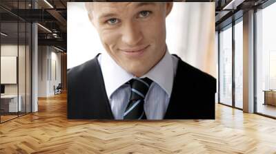 young male model in tie and vest Wall mural