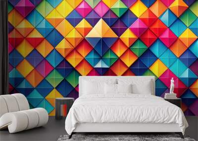 Geometric shapes and vibrant colors merge to create a mesmerizing background, perfect for presentations that demand attention and leave a lasting impression. Wall mural