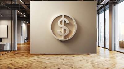 Minimalist Dollar Currency Icon in Clean Design for Financial Themes and Economic Concepts Wall mural