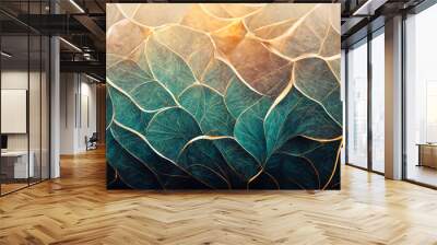 Abstract blue gold floral marble texture background Wall mural