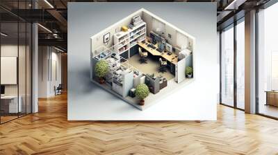 Adorable Isometric Office Room Wall mural