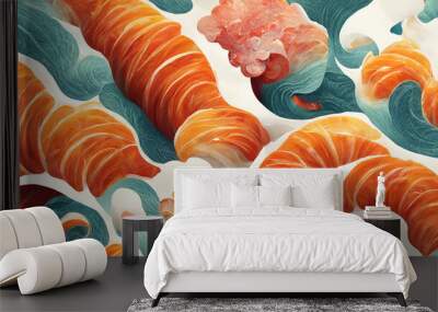 Aesthetic sushi and rice abstract wall background Wall mural