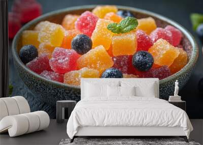 Colorful Gelatin Cubes in a Bowl Wall mural