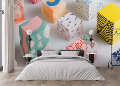 Colorful Patterned Cubes Wall mural