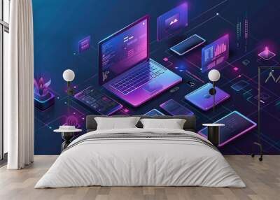 Digital Network Illustration Wall mural