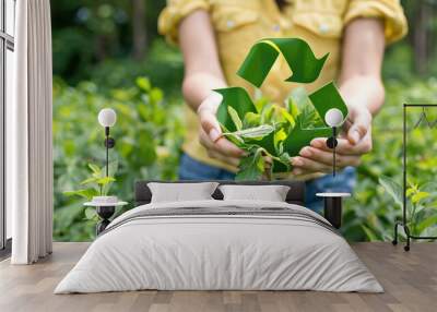 Green Symbol of Sustainability and Eco-Friendly Practices Wall mural