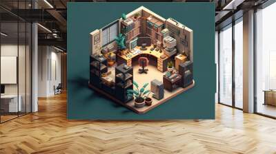 Isometric Office Room Wall mural