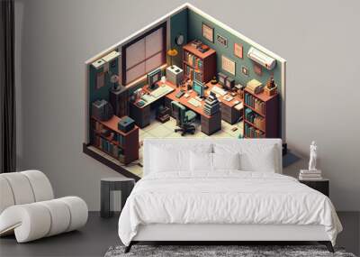 Perspective of Isometric Office Room Wall mural