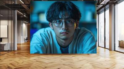 Portrait of a Young Man in Glasses Wall mural