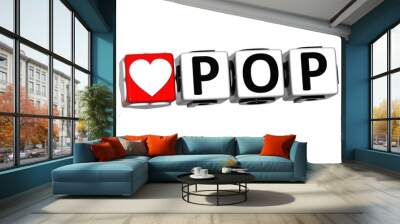 3D Love Pop Button Click Here Block Text Wall mural