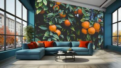 Branches with the fruits of the orange trees Wall mural