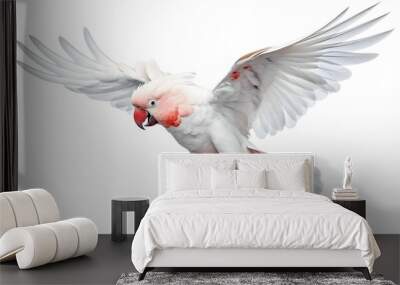 Creative animal concept, white cockatoo parrot over pastel bright background. Generative AI. Wall mural