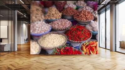 Fruit and vegetable market. Selective Focus. Wall mural