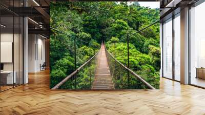 Hanging Bridge Cloud Rainforest Forest in Costa Rica. Wall mural