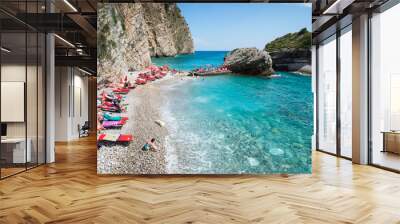 Hawaii Beach on the island of St. Nicholas near the town of Budva. Europe. Montenegro Wall mural